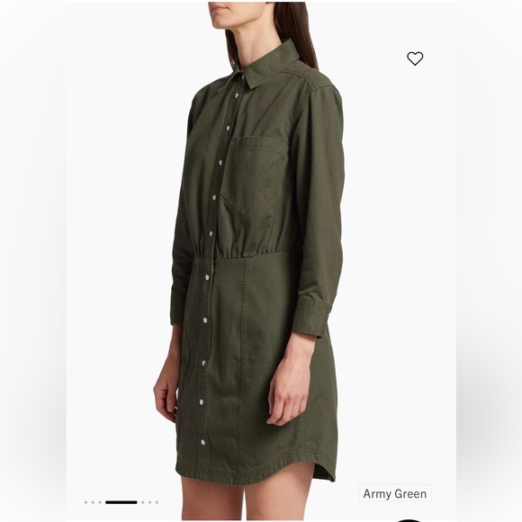Veronica Beard Keston Twill Mini Shirt Dress Army Green Size 2 - Picture 4 of 7